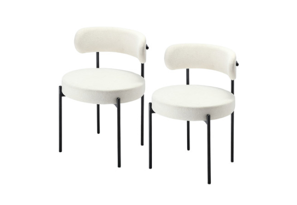 Two-Piece Boucle Dining Chairs with Backrest - Two Colours Available