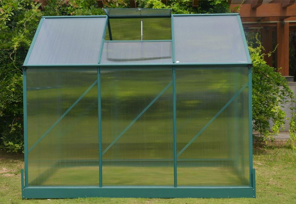 $529 for a 4x6 Foot Aluminium Polycarbonate Greenhouse with Extra Height or $619 for a 6x6 Foot