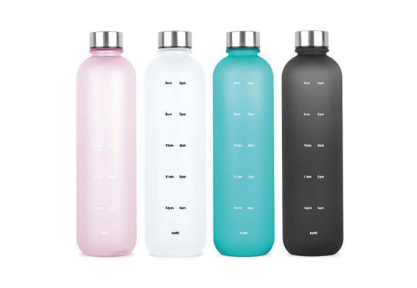 Water Bottle with Time Marker - Four Colours Available