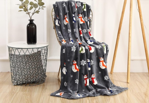 Fleece Christmas Print Throw Blanket - Available in Four Styles & Four Sizes