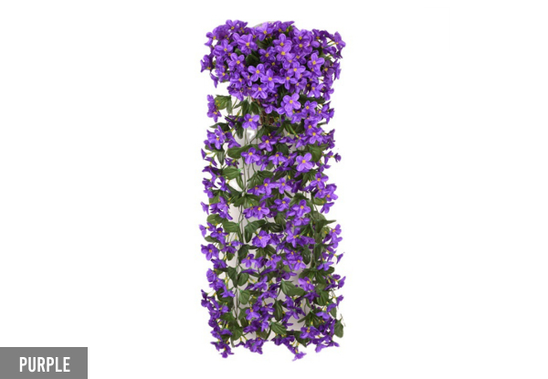 Two-Pack Hanging Artificial Violet Ivy Flowers - Available in Two Colours & Option for Four-Pack