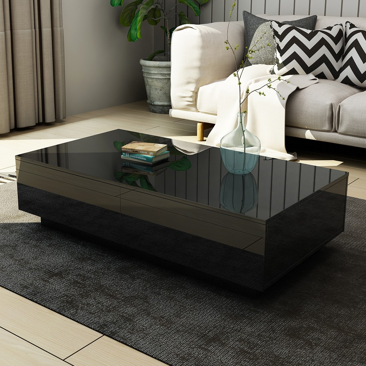 Four-Drawer High-Gloss Coffee Table - Two Colours Available