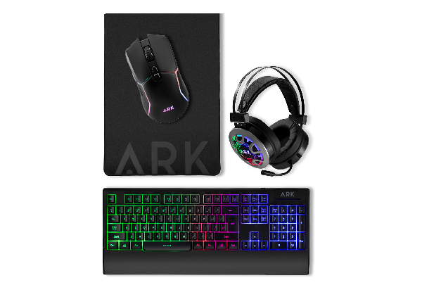 ARK Gaming Ultimate Four-in-One Bundle Incl. Gaming Mouse, Tactical Keyboard, Ultra Comfort Headset & Ultra-Wide Mousepad