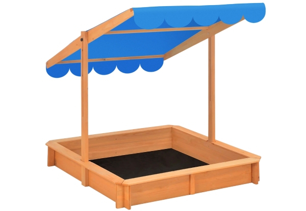 Kidbot Wooden Sandpit Box with Canopy