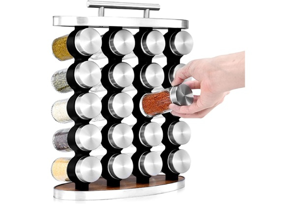 Standing 20-Jar Countertop Spice Rack with Handle