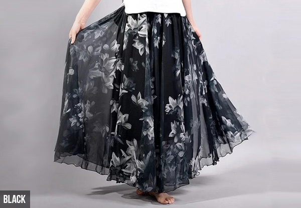 Maxi Floral Chiffon Skirt