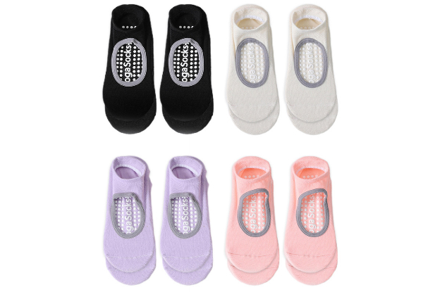 Four Pairs Women's Pilates Socks with Grips - Option for Eight Pairs