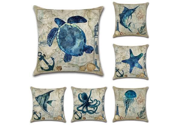 Two Marine Printed Cushion Covers - Three Sets Available