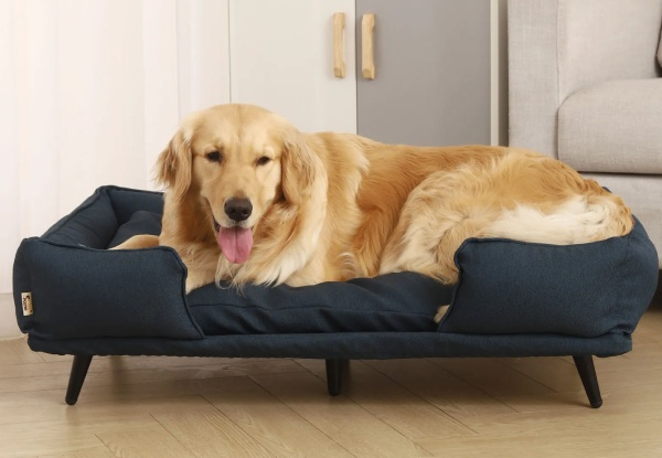 Pet Scene Large Raised Cushioned Pet Bed with Removable Cover - Two Styles Available