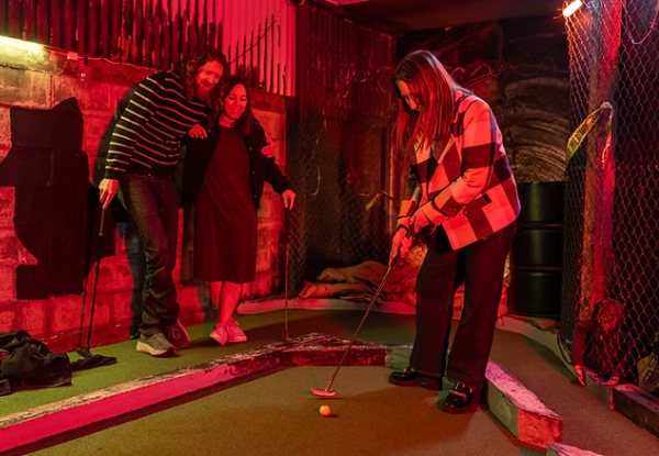 The Witching Hour Mini Golf Experience & Tapas or Entrees at Wild Kiwi Distillery - Options for Two, Four or Six People