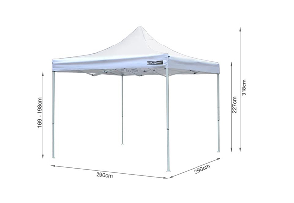 3x3m ToughOut Gazebo with Three Side Walls - Three Colours Available