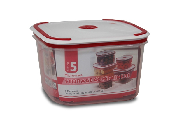 Five-Pack of Microwaveable Food Storage Containers
