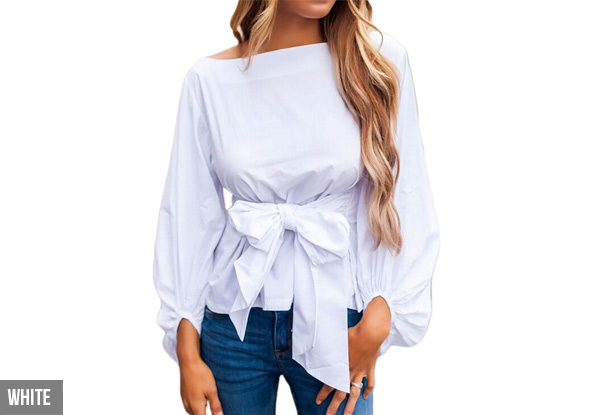 Tie Front Boat Neck Top - Four Colours & Four Sizes Available with Free Delivery