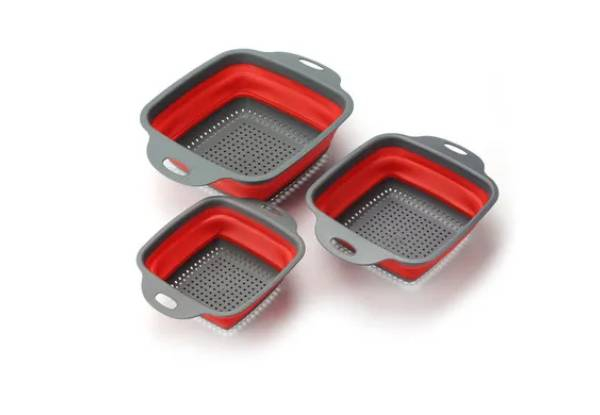 Three-Piece Silicone Collapsible Colander Set - Two Options Available