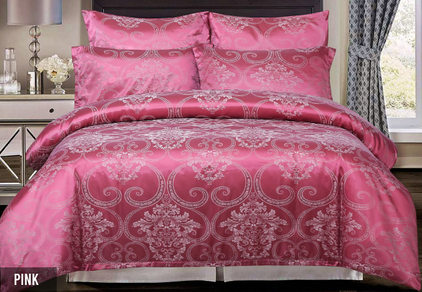 Three-Piece 500TC Jacquard Comforter Set - Available in Six Colours & Three Sizes