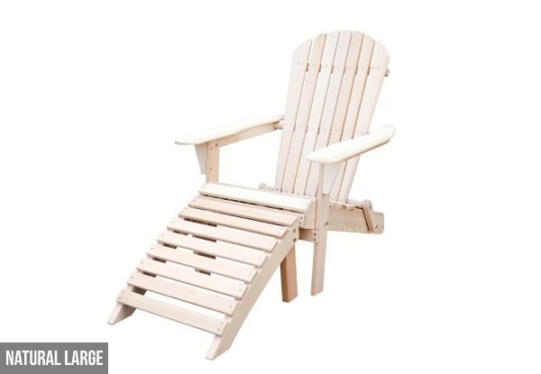 Adirondack Folding Chair incl. Wooden Ottoman - Five Options Available