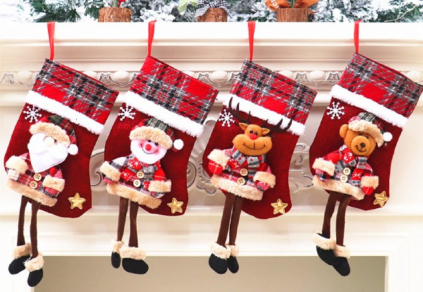 Four-Piece Christmas Stockings Classic Kit Decor - Available in Eight Styles & Three Sizes