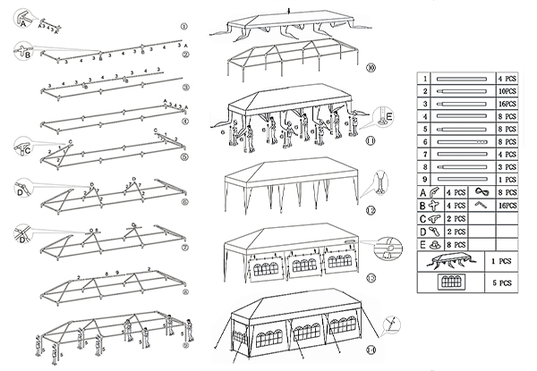 3x9m White Walled Water-Resistant Outdoor Gazebo