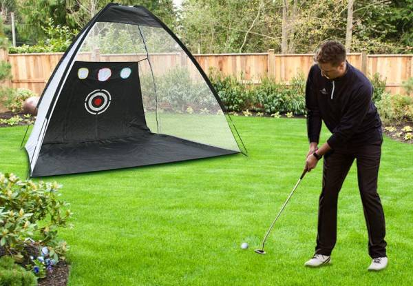 Foldable Golf Hitting Net Set with Chipping Target Pockets