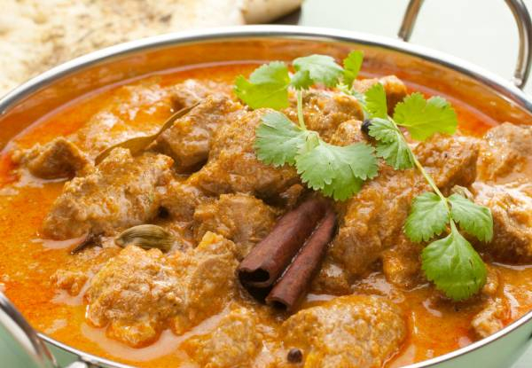 Two Curries, Rice, Butter Naans & Papadums! Options for up to Five Curries!
