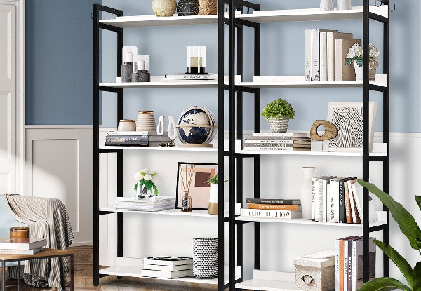 Luxsuite Five-Tier Wooden Display Bookshelf