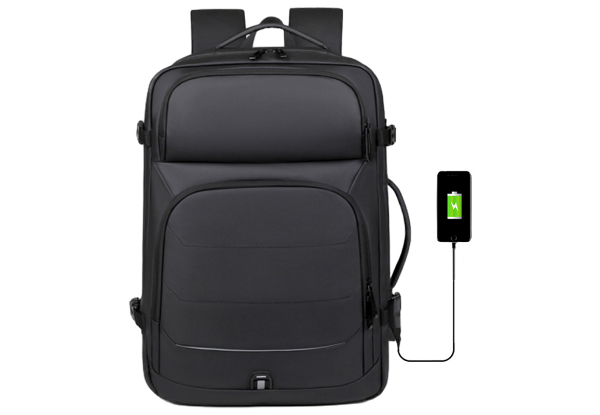 Water-Resistant Expandable Laptop Bag with USB Charging