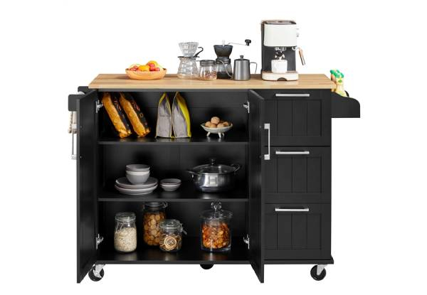 Kitchen Cart Island with Wood Top - Two Colours Available