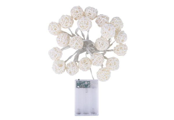 Two Strings of 20 LED Rattan Ball Fairy Lights with Free Delivery - Two Colours Available