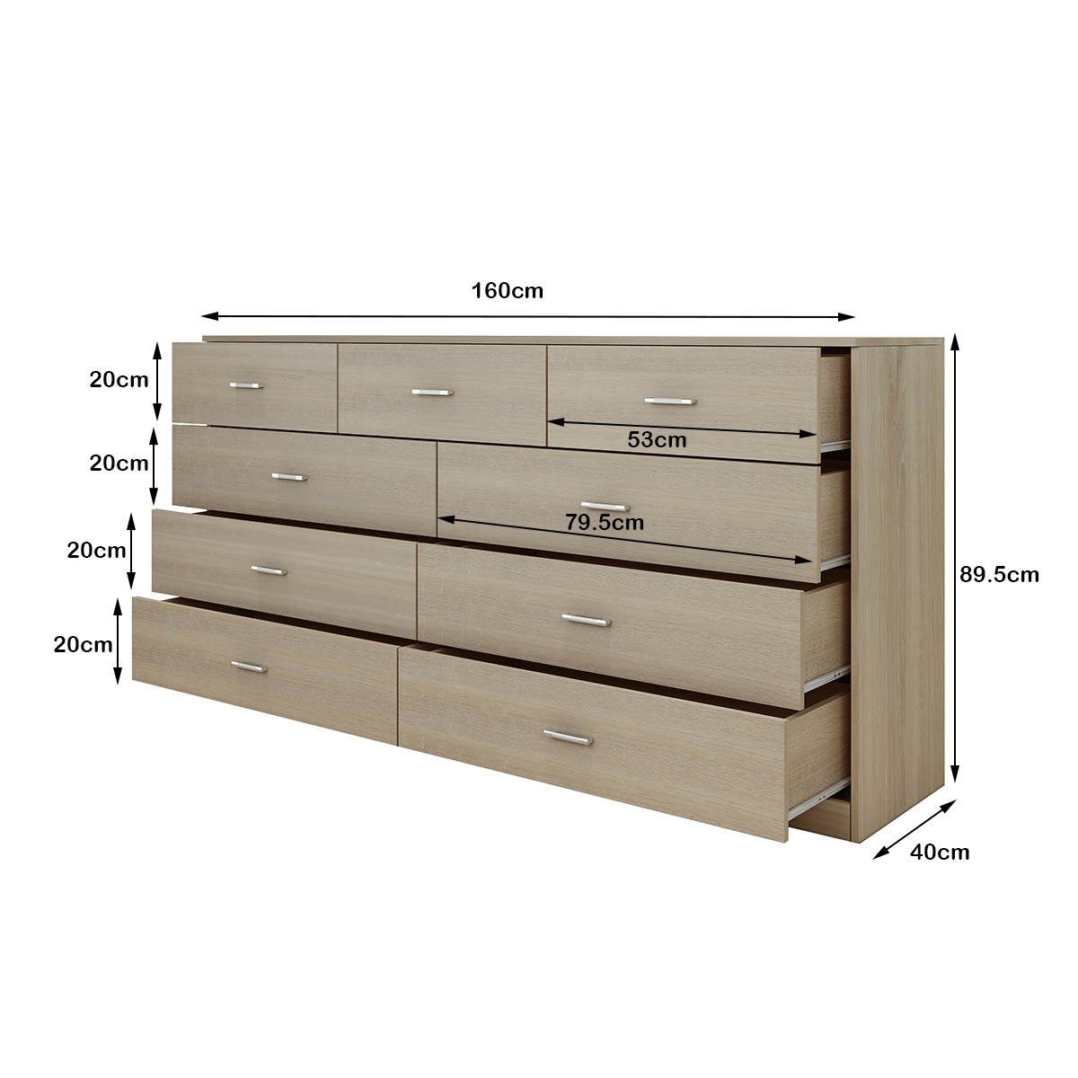 Nine-Chest of Drawers Sideboard Cabinet