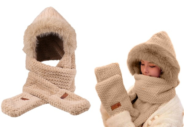 Three-in-One Hooded Scarf with Pockets