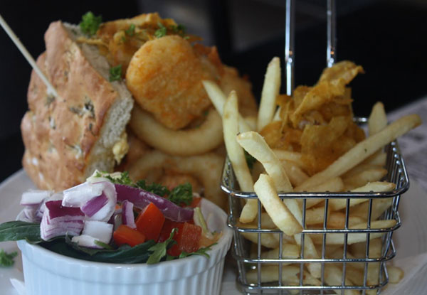 Two Gourmet Burger Meals incl. Fries & a Salad - Option to incl. a Chocolate Dessert Platter to Share