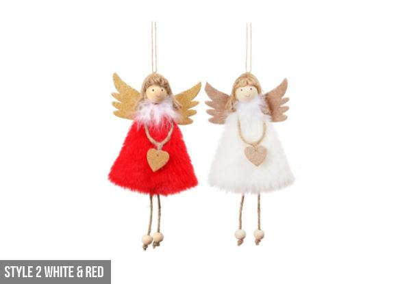Two-Pack of Christmas Plush Angel Pendants - Four Colours & Two Styles Available & Option for Four-Pack