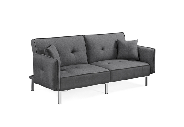Velvet Dark Grey Convertible Sofa Bed