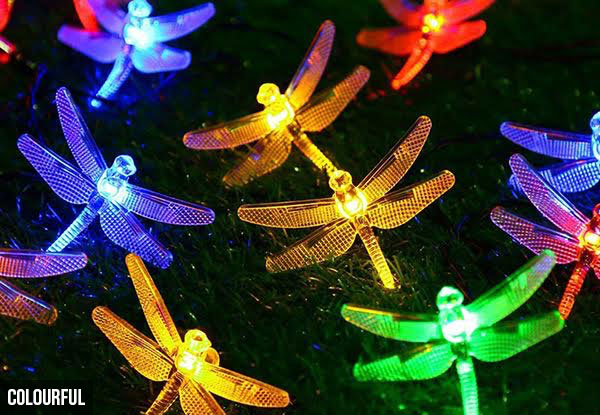 Solar Powered 30 LED Dragonfly String Lights - Two Colours Available