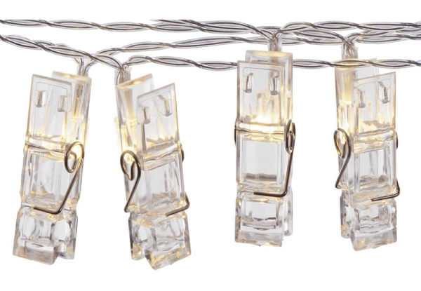Two-Pack of Battery Operated LED Peg Clip String Lights - Three Colours Available & Option for Four-Pack