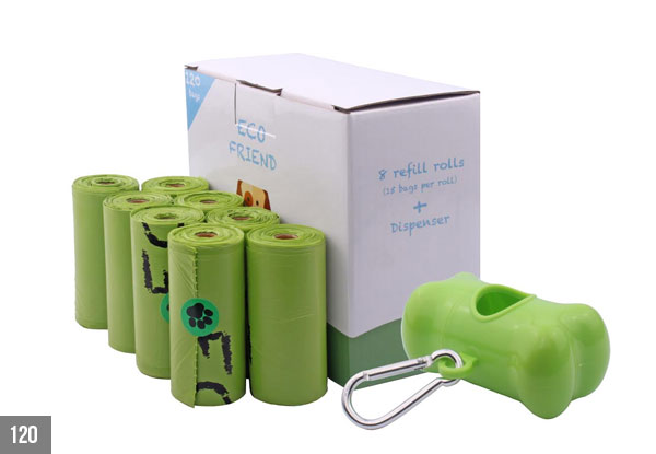 120 Biodegradable Dog Poop Bags with Dispenser - Option for 300 Bags Available
