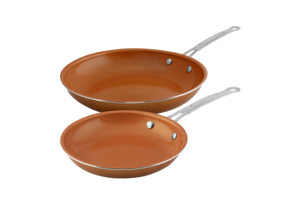 Two-Pack of Copper Ceramic Induction Fry Pans
