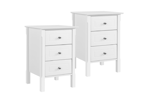 Pair of Three-Drawer Bedside Table - Available in Two Colours