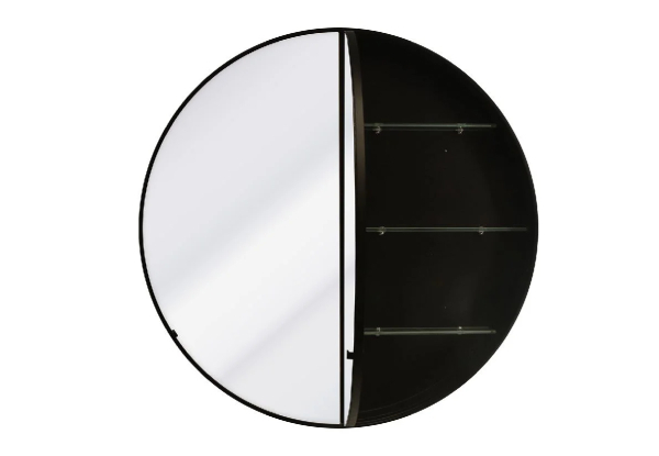 Round Mirror Cabinet with Glass Shelves - Two Colours Available