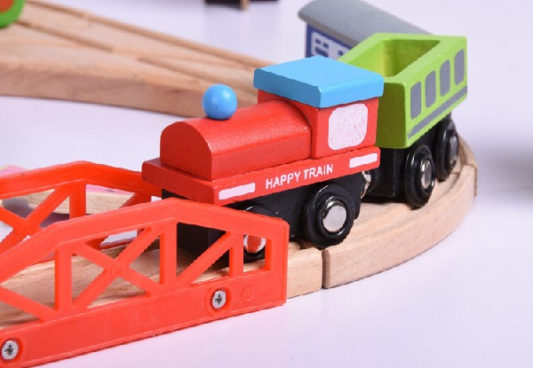 69-Piece Wooden Train Track & Train Set