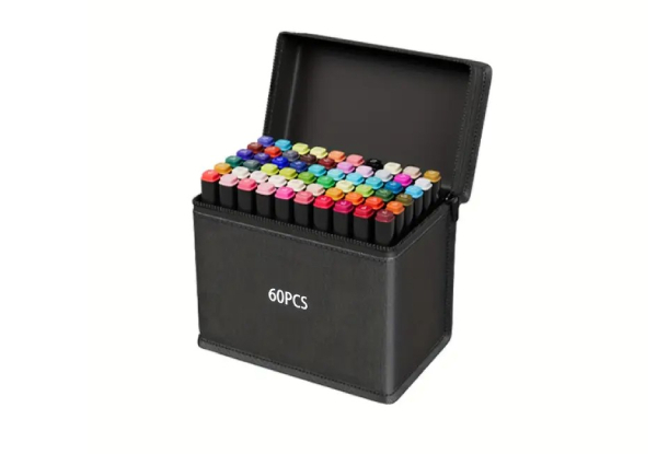 24-Colour Dual Tip Marker Pen Set - Option for 60 Colours