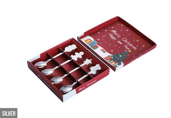 Set of Mini Christmas Spoons - Four Colours Available & Option for Two-Pack