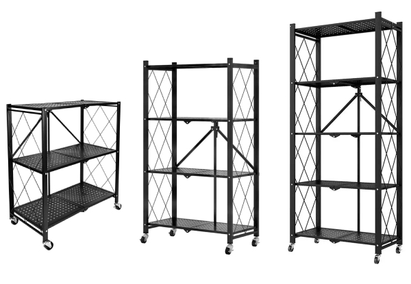 Foldable Kitchen Trolley Shelving Unit with Wheels - Available in Three Options