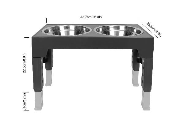 Dog Bowl Stand Table Incl. Two Stainless Steel Bowl & One Slow Food Bowl