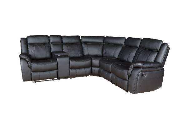 Six-Person Black Corner Sofa
