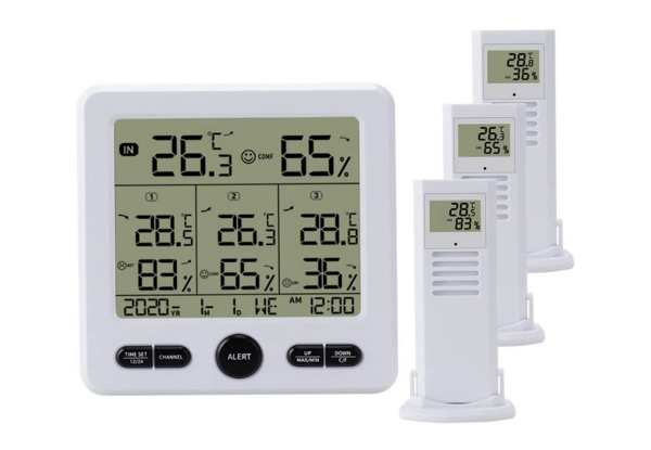 Digital Thermometer with Three Remote Sensors - Two Colours Available