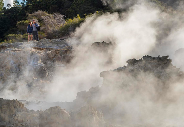 $299 for a One-Night Rotorua Winter Getaway in a Deluxe Studio for Two incl. Pre-Dinner Drinks, Two-Course Shared Dining, Cooked Breakfast, & Hells Gate Geothermal Park Entry (value up to $450)
