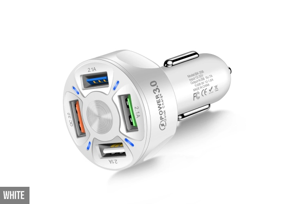 Four-Port USB Car Charger - Two Colours Available