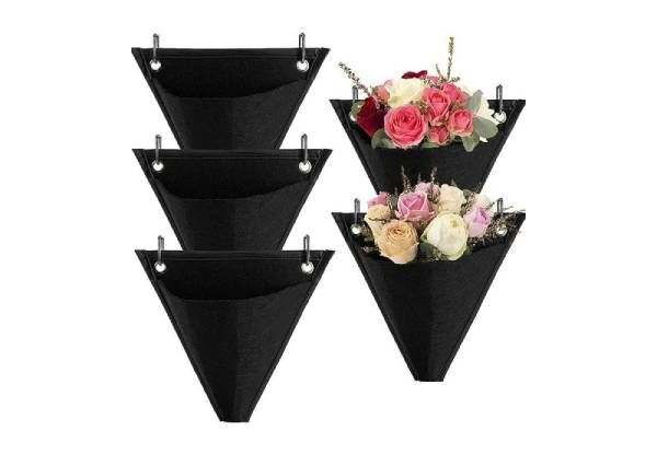 Five-Piece Wall-Hanging Plant Grow Bags with 10 Hooks