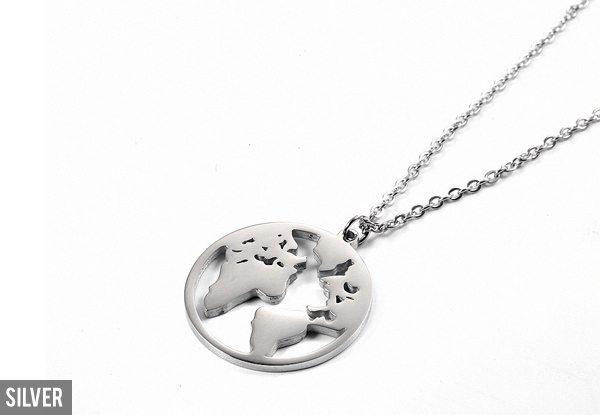 World Map Necklace or Bracelet - Three Colours Available